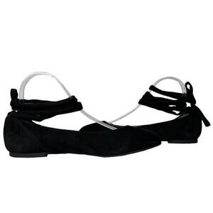Jessica Simpson Black Suede Lace Up Ballerina Flats
